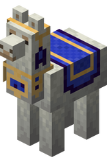 Lama recouvert d'un tapis bleu