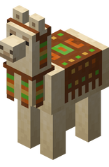 Lama recouvert d'un tapis marron