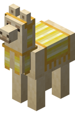 Lama recouvert d'un tapis jaune